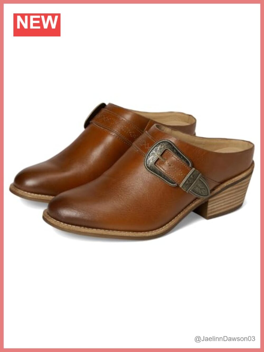 Leather Western Mule with Stacked Heel, Cushioned Footbed, Slip-On